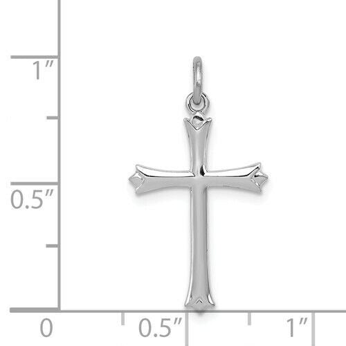 Sterling Silver Platinum-plated Fleur De Lis Cross Charm Pendant