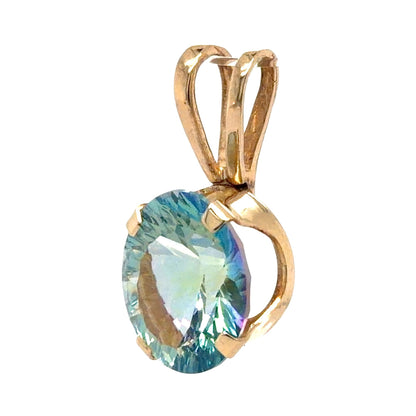 Mystic Blue Topaz 14k Yellow Gold Pendant 2g