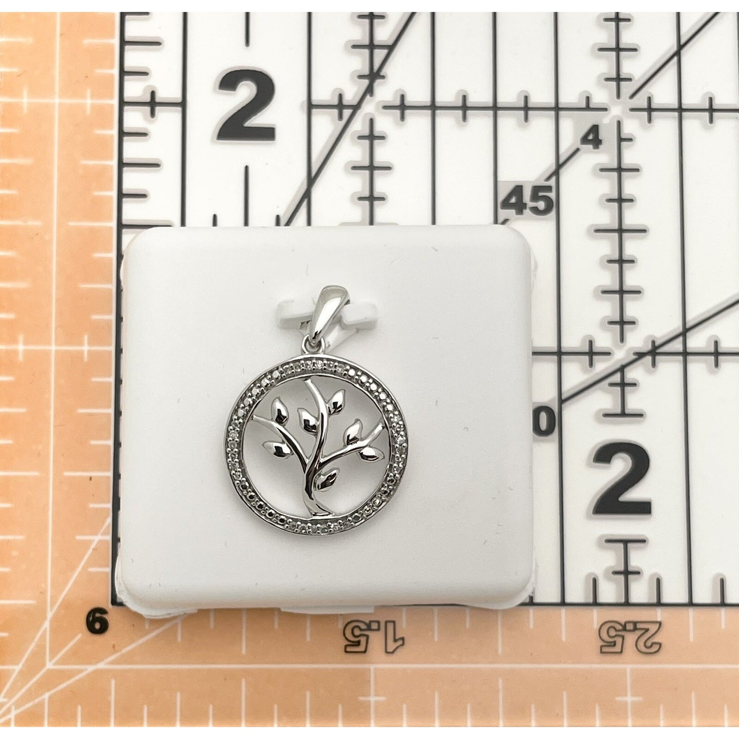 Sterling Silver Round Diamond Tree Of Life Pendant 1/12 Ctw Circle Design