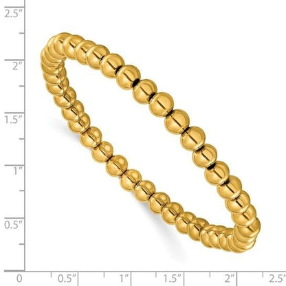 Chisel Stainless Steel Polished Yellow IP-Plated 6mm Beaded Stretch Bracelet 7.75 Inch