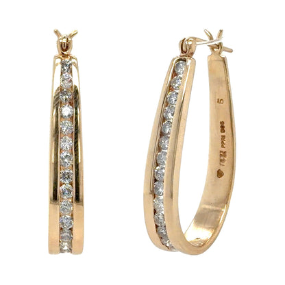 1/2ctw Diamond 14k Yellow Gold Hoop Earrings 7.9g