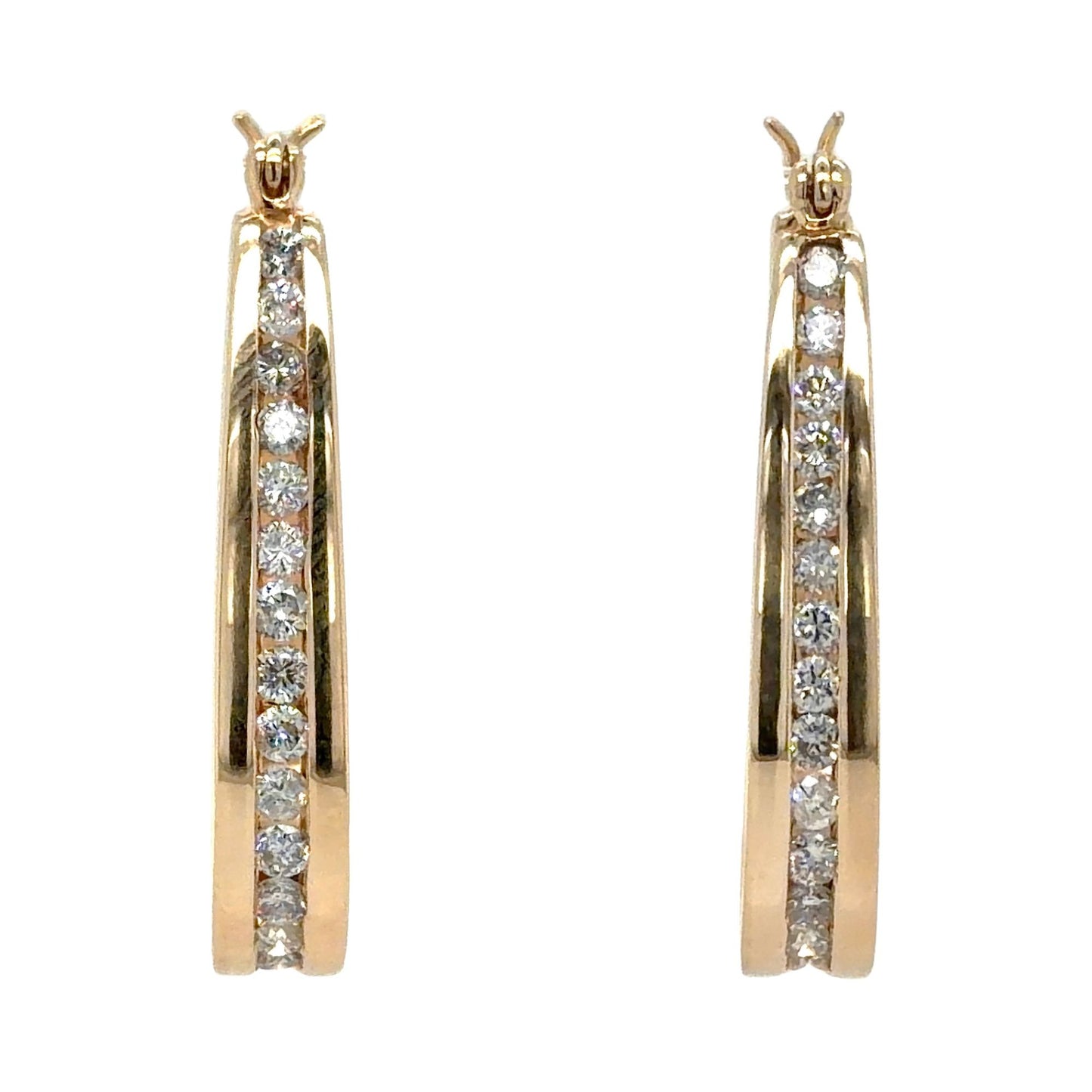 1/2ctw Diamond 14k Yellow Gold Hoop Earrings 7.9g