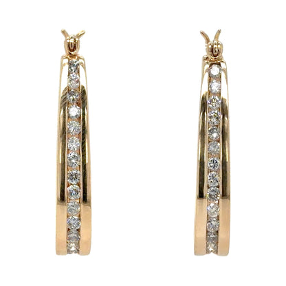 1/2ctw Diamond 14k Yellow Gold Hoop Earrings 7.9g
