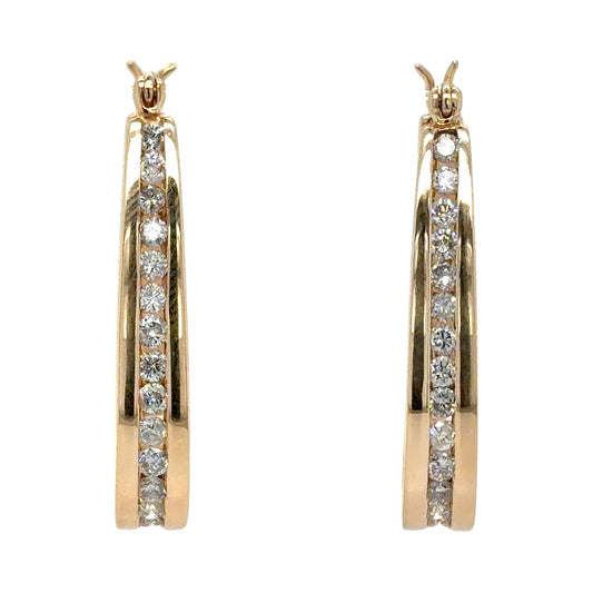 1/2ctw Diamond 14k Yellow Gold Hoop Earrings 7.9g