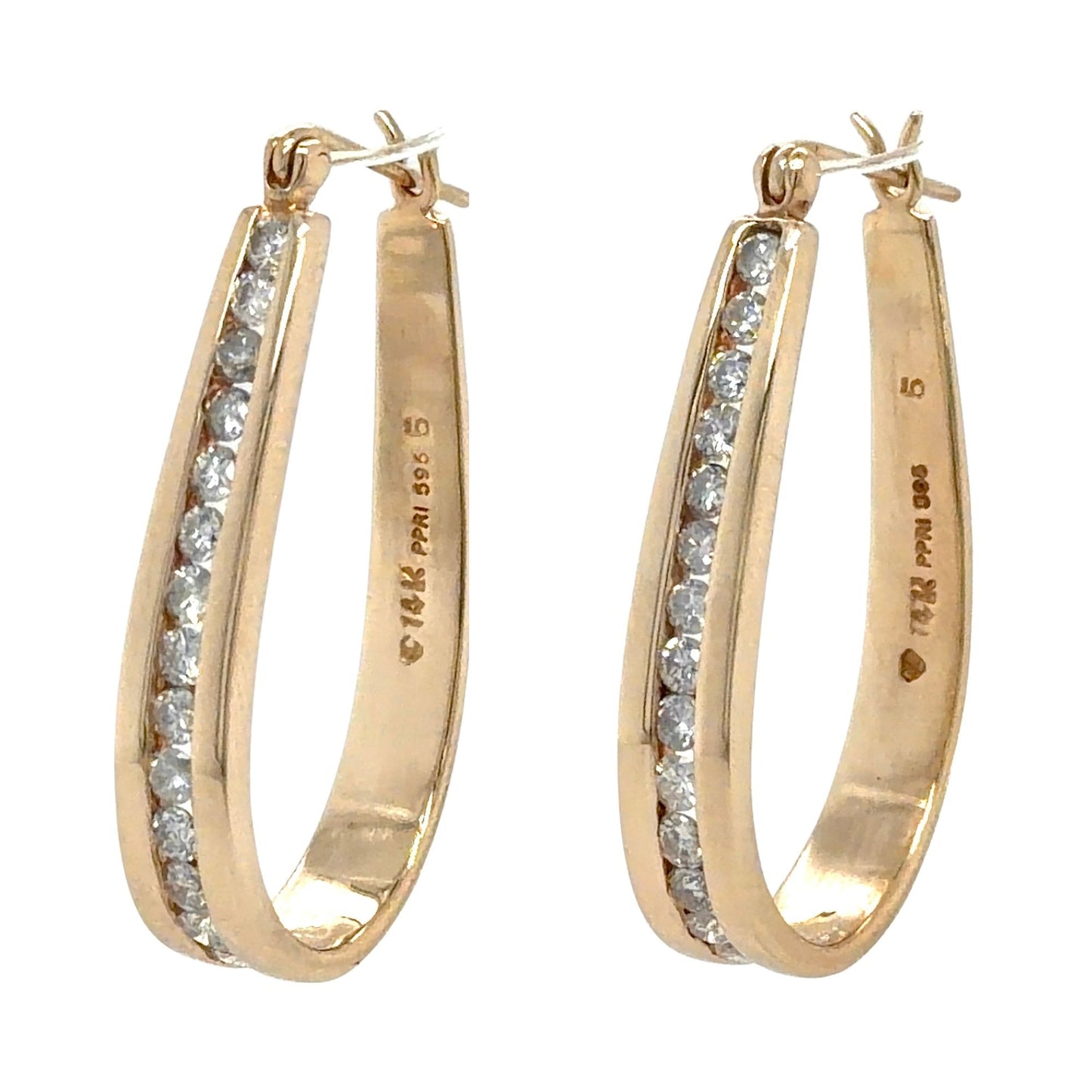 1/2ctw Diamond 14k Yellow Gold Hoop Earrings 7.9g