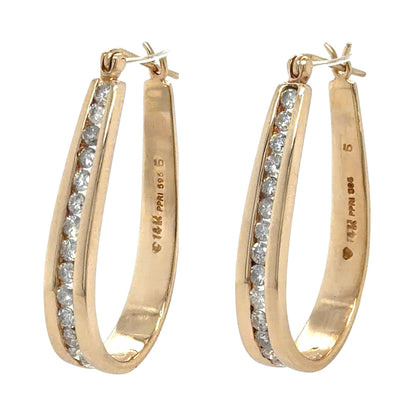 1/2ctw Diamond 14k Yellow Gold Hoop Earrings 7.9g