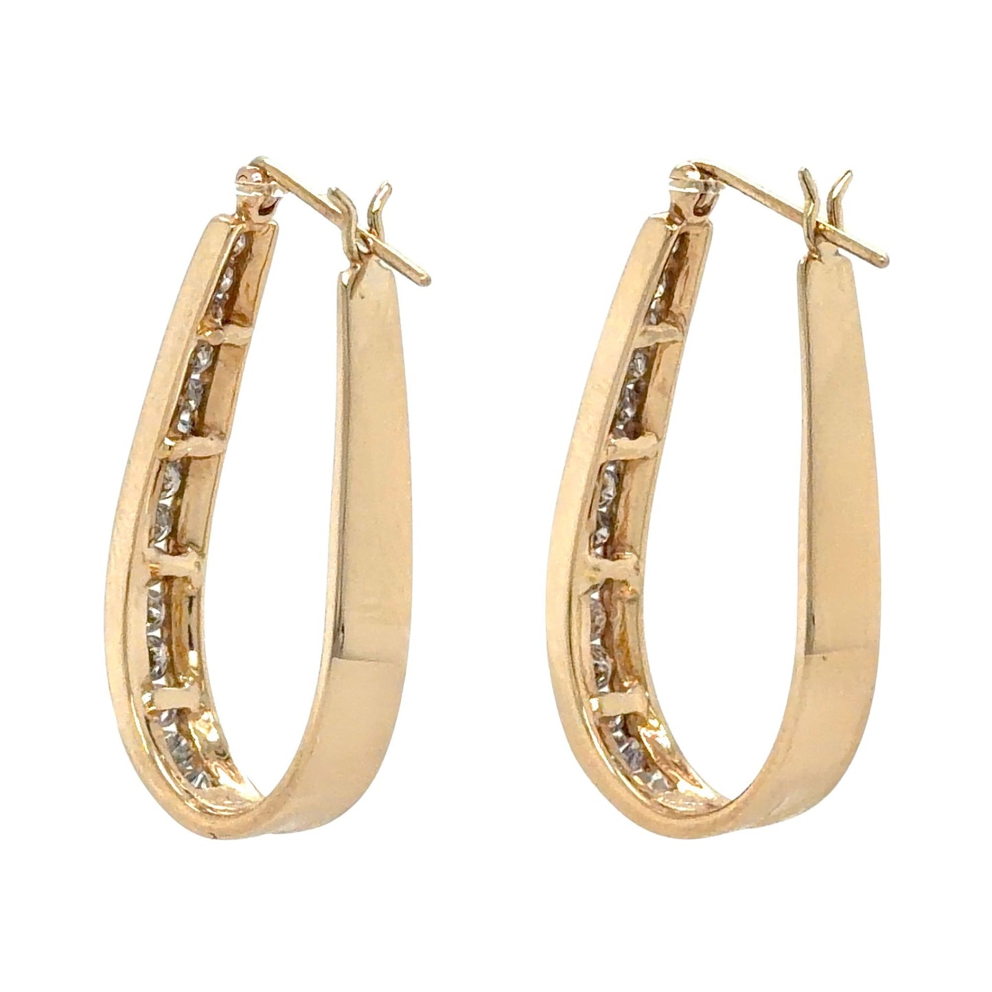 1/2ctw Diamond 14k Yellow Gold Hoop Earrings 7.9g