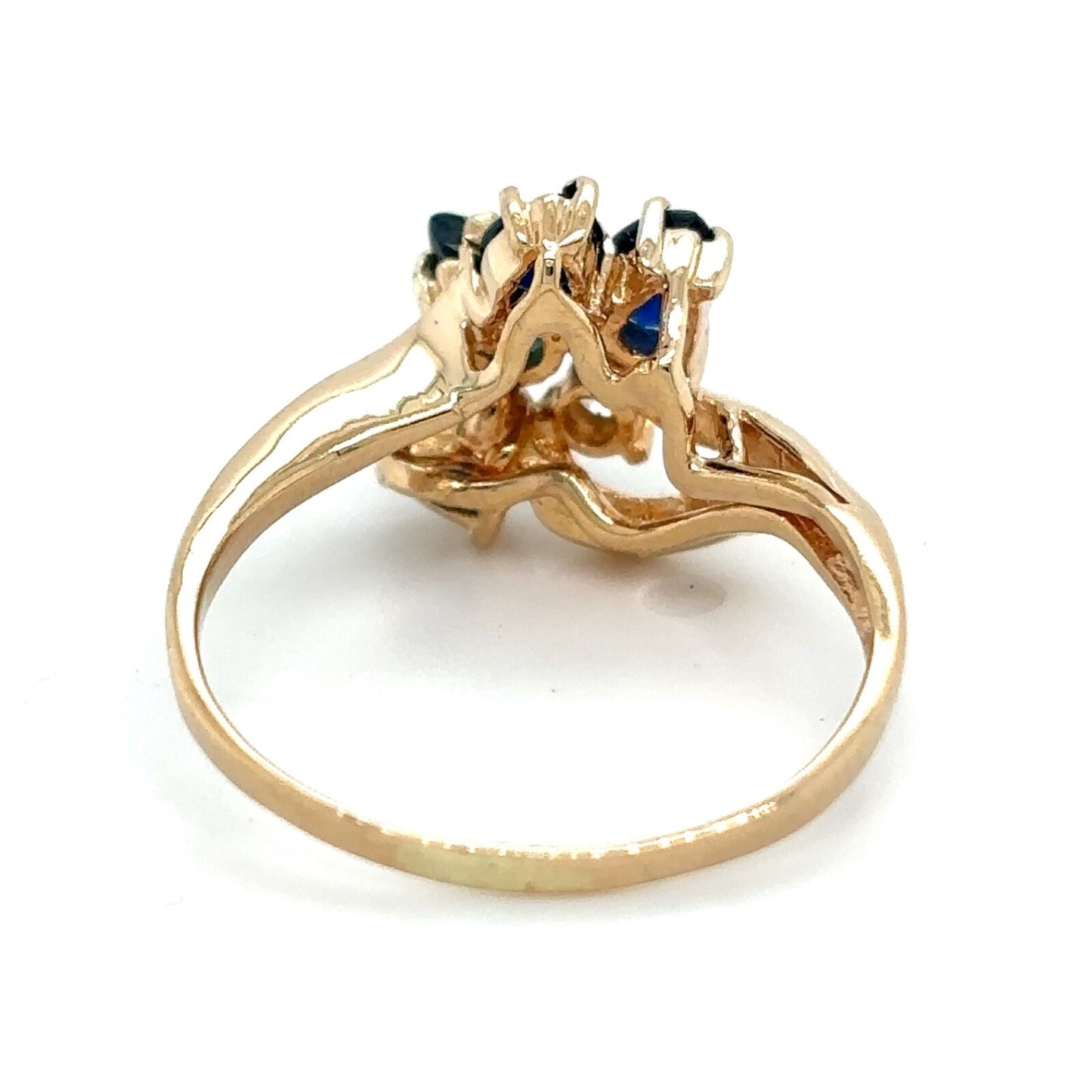 Sapphires & Diamond 14k Yellow Gold Ring 1.8g Size 4