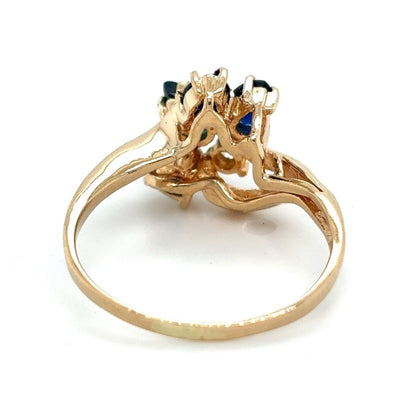 Sapphires & Diamond 14k Yellow Gold Ring 1.8g Size 4