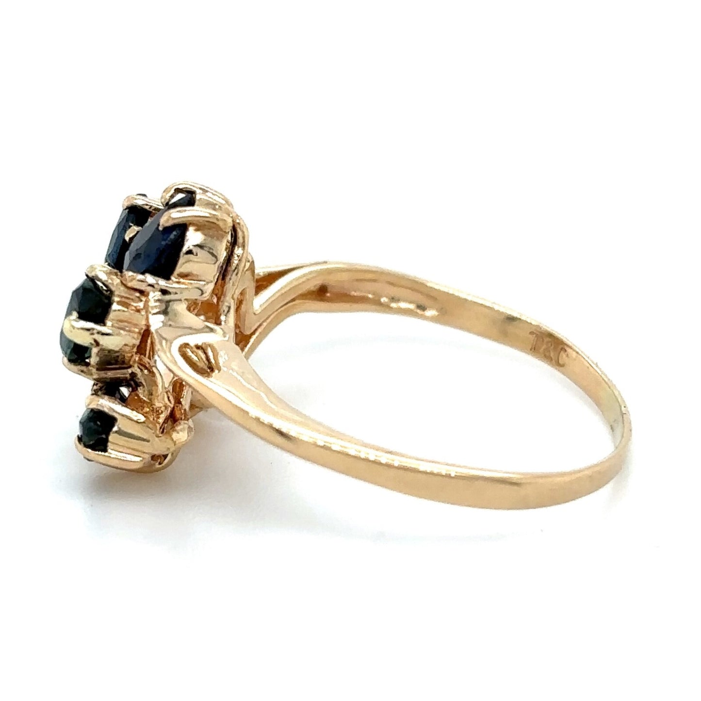 Sapphires & Diamond 14k Yellow Gold Ring 1.8g Size 4