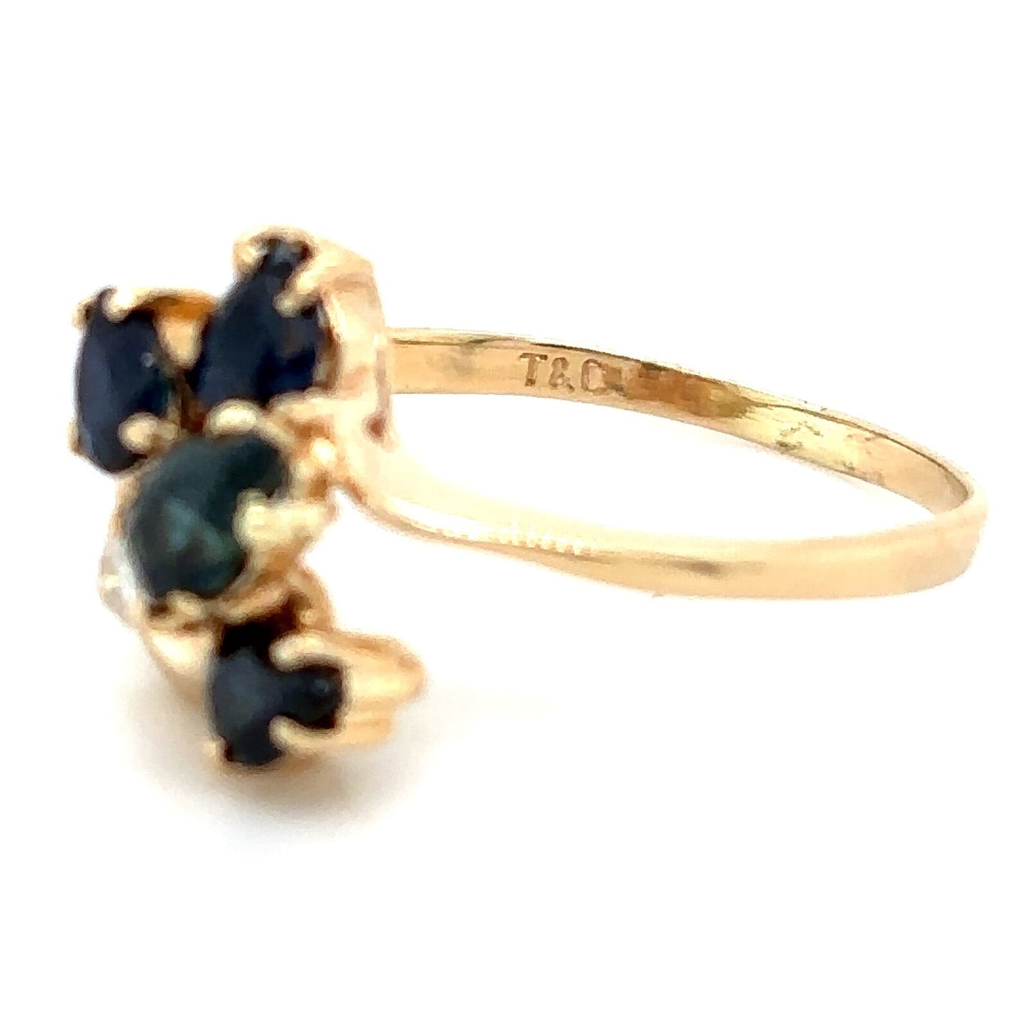 Sapphires & Diamond 14k Yellow Gold Ring 1.8g Size 4