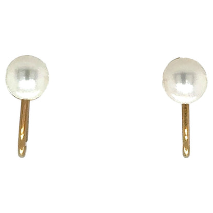 5mm Pearl Stud Screw Back 14k Yellow Gold Earrings 1.3g