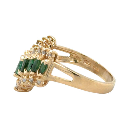 Emerald & 1/10ctw Diamond 14k Yellow Gold 3.6g Ring Size 6.25
