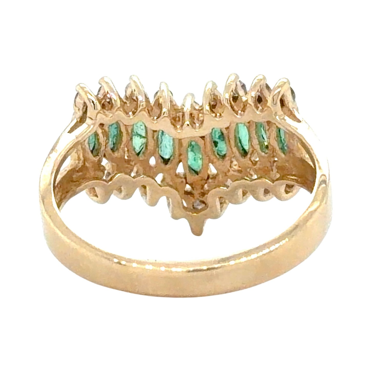 Emerald & 1/10ctw Diamond 14k Yellow Gold 3.6g Ring Size 6.25
