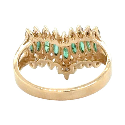 Emerald & 1/10ctw Diamond 14k Yellow Gold 3.6g Ring Size 6.25