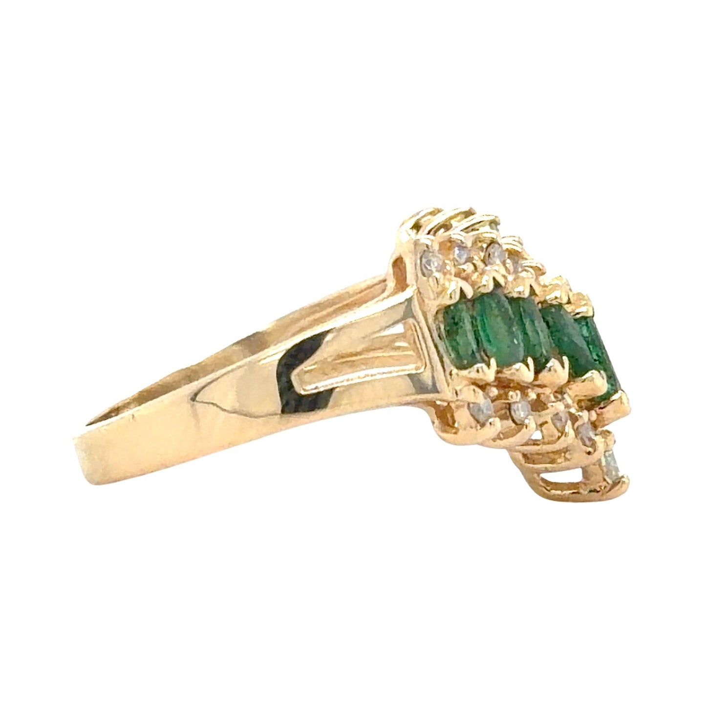 Emerald & 1/10ctw Diamond 14k Yellow Gold 3.6g Ring Size 6.25