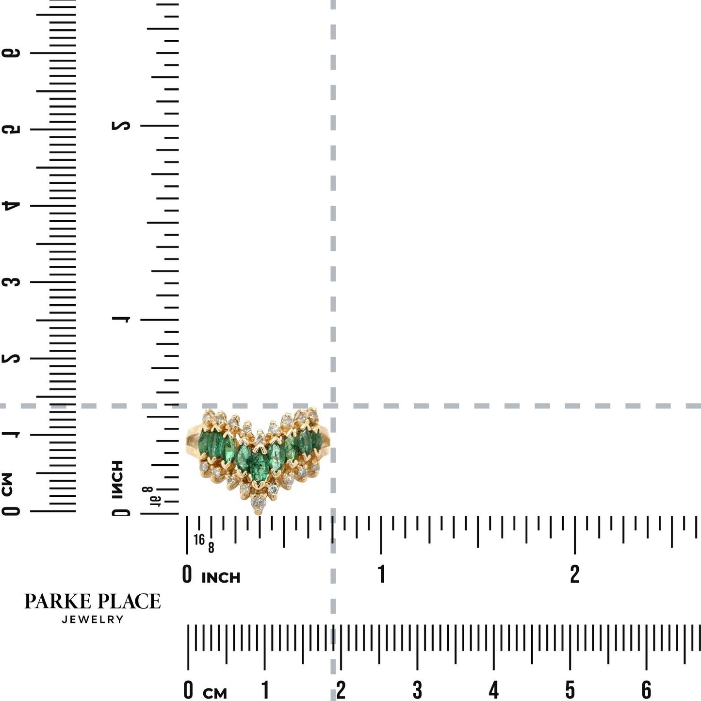 Emerald & 1/10ctw Diamond 14k Yellow Gold 3.6g Ring Size 6.25