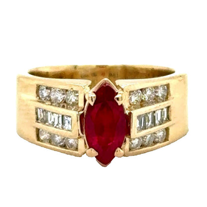 1.25ctw Ruby & Diamond 14k Yellow Gold Ring 7.9g Size 6.25