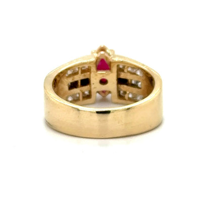 1.25ctw Ruby & Diamond 14k Yellow Gold Ring 7.9g Size 6.25