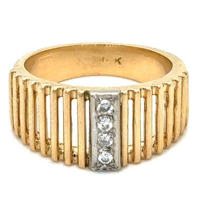 1/20 ctw Diamond 4 Stone 14k Yellow Gold Ring 5.4g Size 6.5 (SI2-I1,G-I)