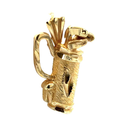 Golf Bag Pendant 14k Yellow Gold 1.7g