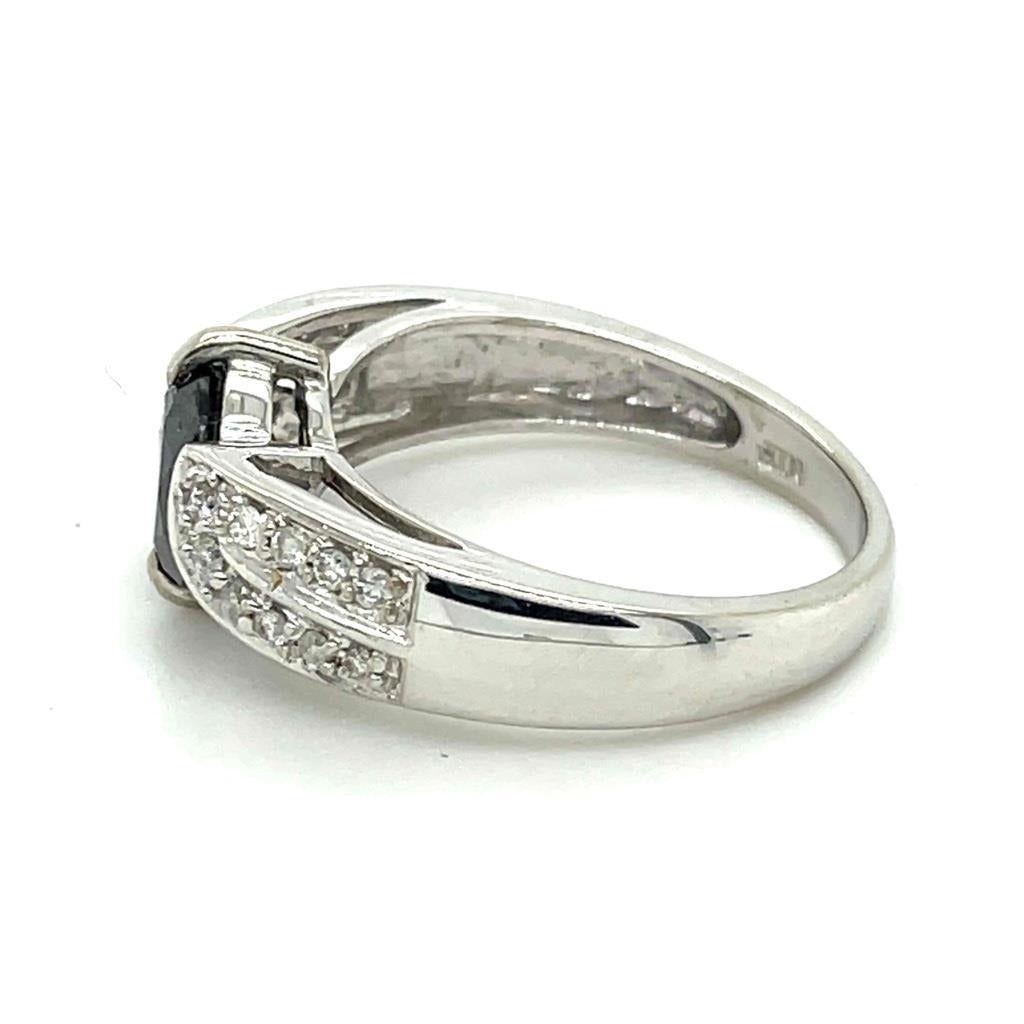 1ct Black & .30ctw White Diamond Ring In 10k White Gold 3.8g Size 7