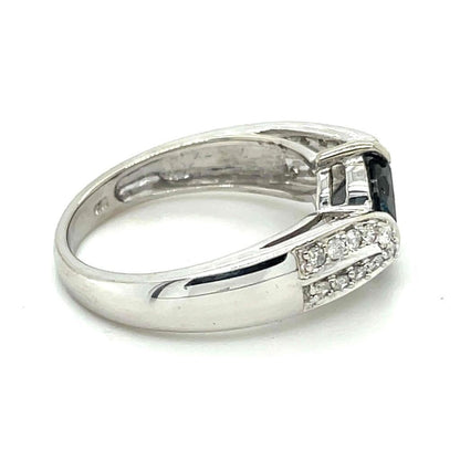 1ct Black & .30ctw White Diamond Ring In 10k White Gold 3.8g Size 7