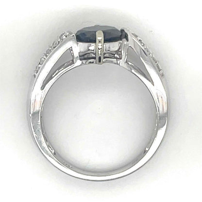 1ct Black & .30ctw White Diamond Ring In 10k White Gold 3.8g Size 7