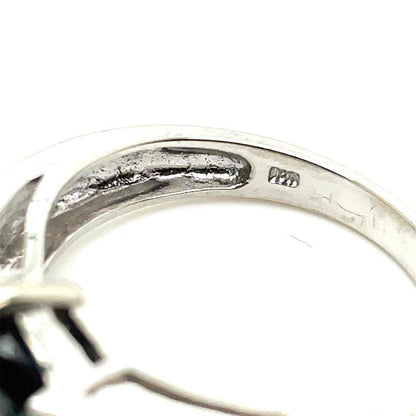1ct Black & .30ctw White Diamond Ring In 10k White Gold 3.8g Size 7