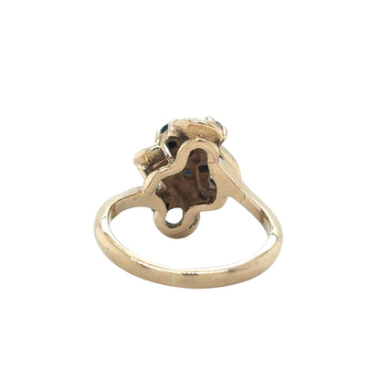 Sapphire & Diamond 14k Yellow Gold Ring 3.7g Size 4