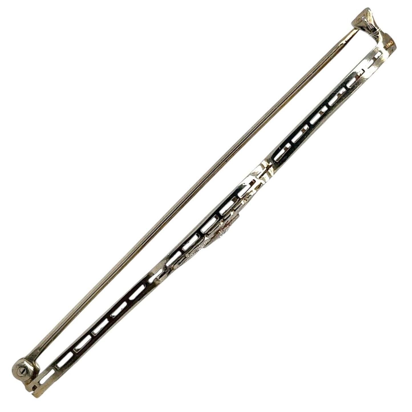 Vintage Diamond 14k White Gold Pin Brooch 4.3g