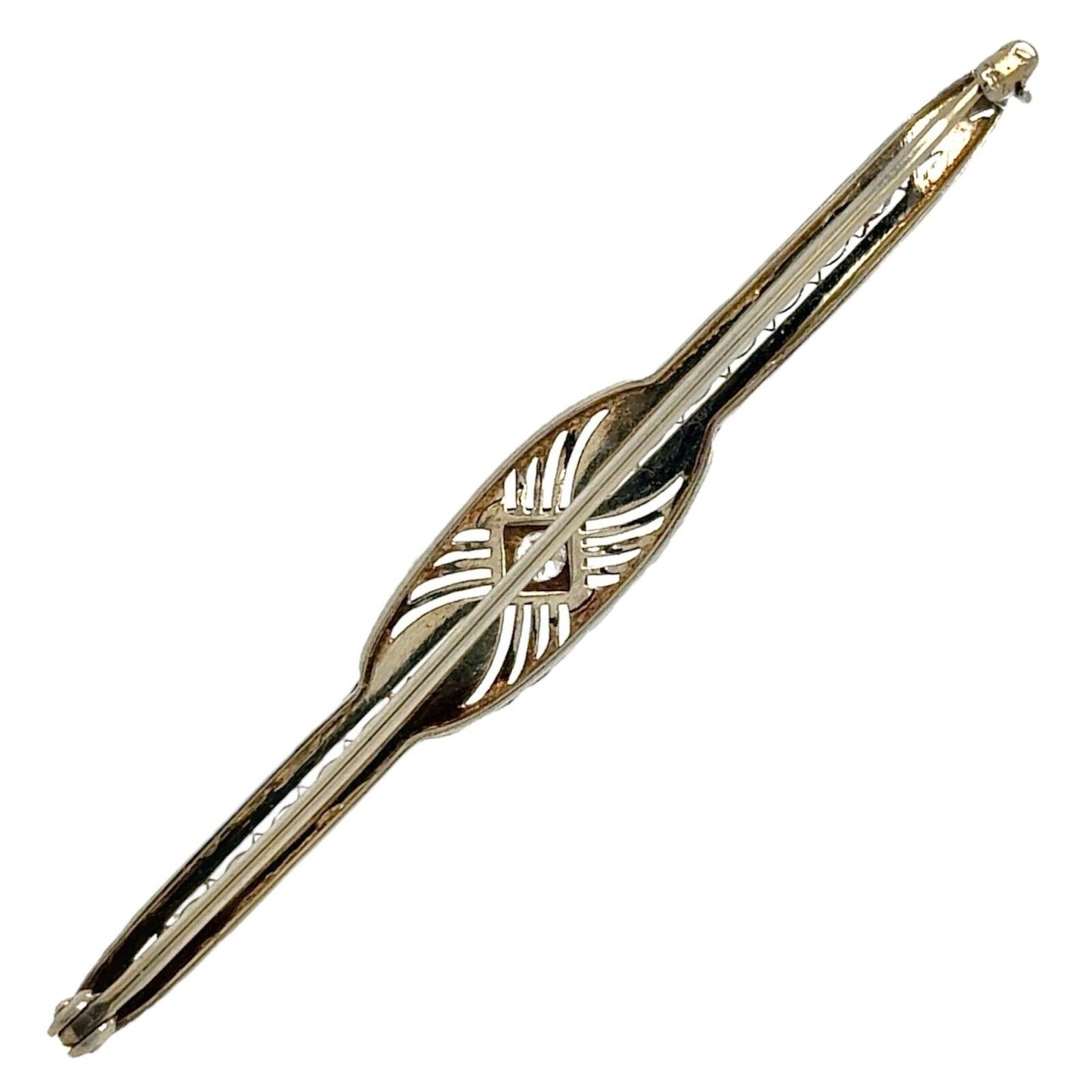 Vintage Diamond 14k White Gold Pin Brooch 4.3g