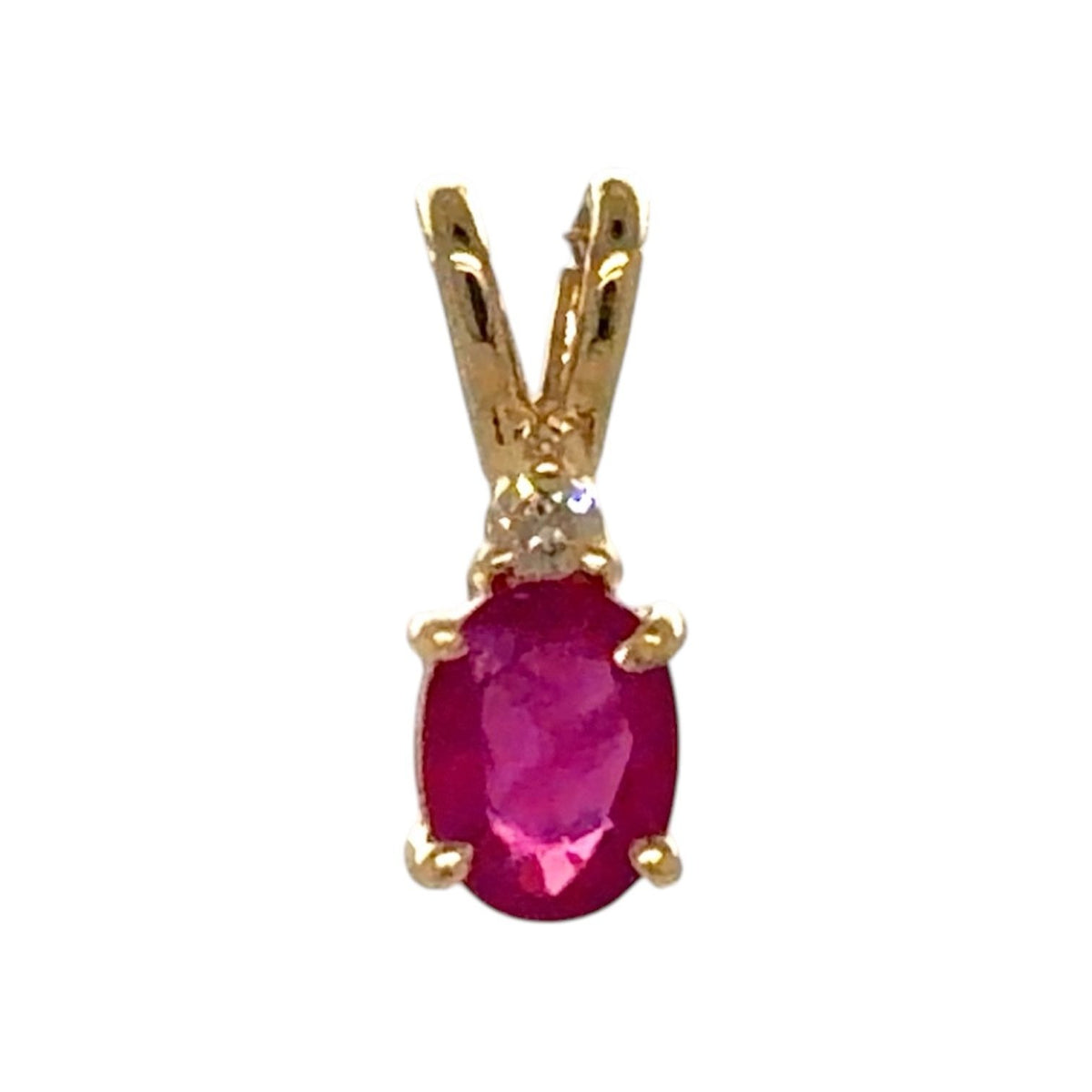 Ruby & Diamond 10k Yellow Gold Pendant 0.4g
