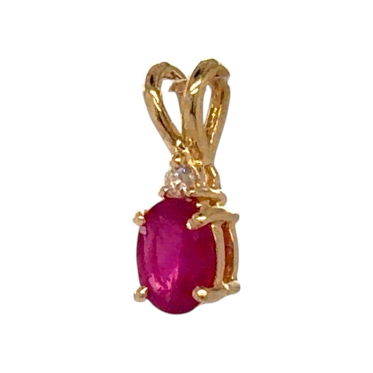 Ruby & Diamond 10k Yellow Gold Pendant 0.4g