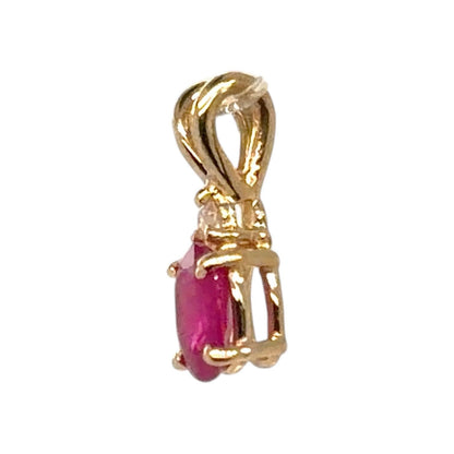 Ruby & Diamond 10k Yellow Gold Pendant 0.4g