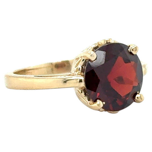 Garnet Solitaire 14k Yellow Gold Ring 4.7g Size 7.25