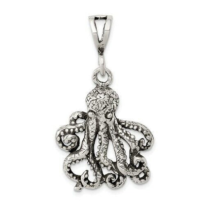 Sterling Silver Antiqued Octopus Charm 26mm X 23mm