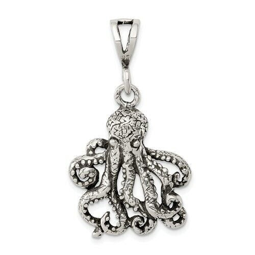 Sterling Silver Antiqued Octopus Charm 26mm X 23mm