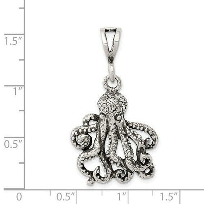 Sterling Silver Antiqued Octopus Charm 26mm X 23mm