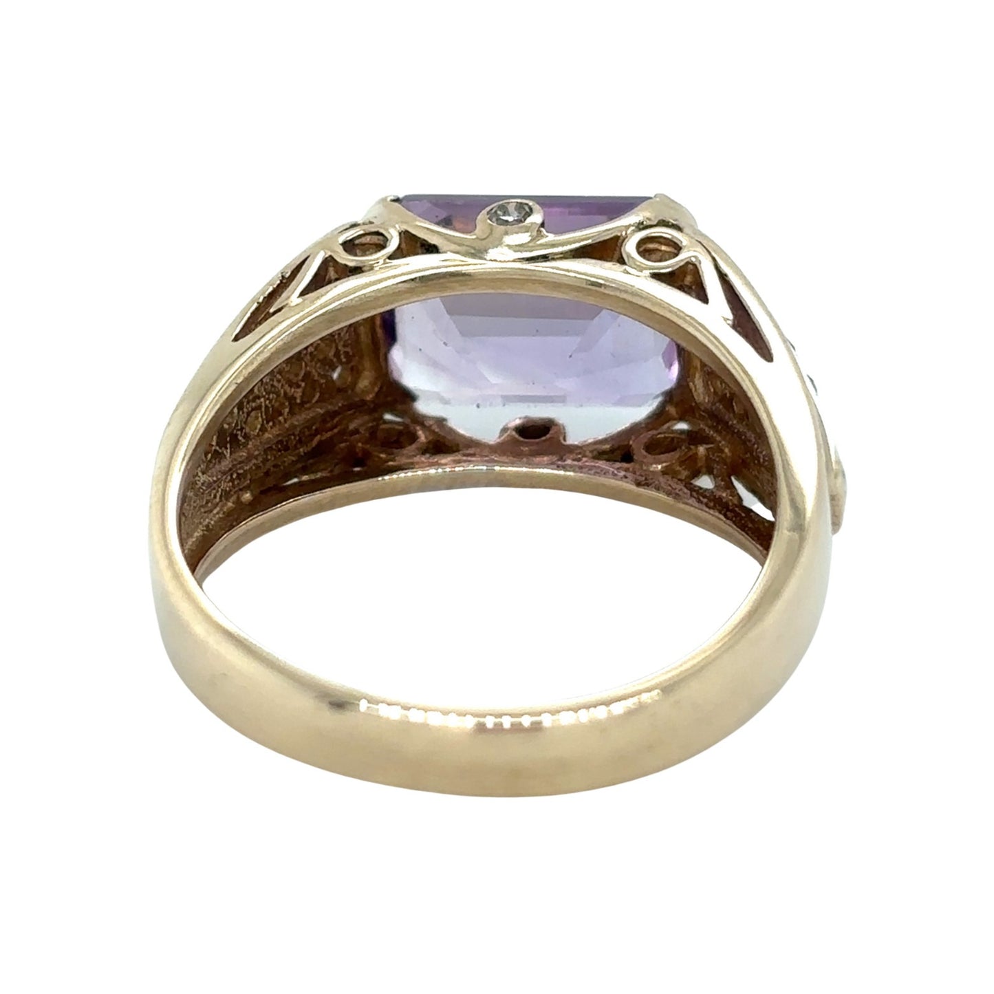 10k Yellow Gold Amethyst 1/4ctw Diamond Size 7 Ring 4.6g