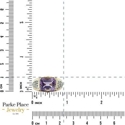 10k Yellow Gold Amethyst 1/4ctw Diamond Size 7 Ring 4.6g
