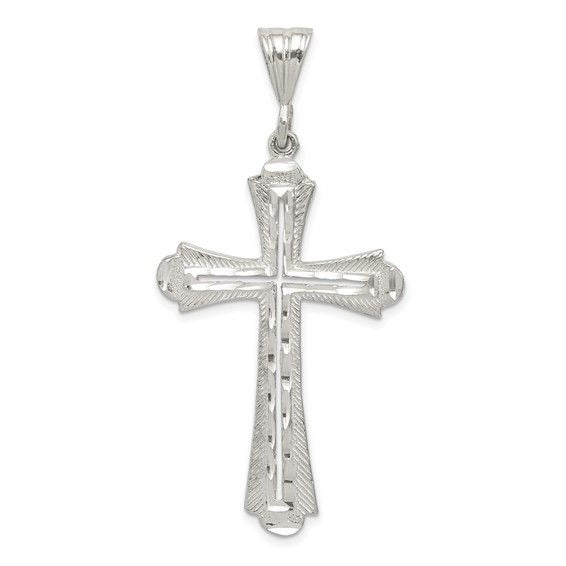 Sterling Silver 925 Diamond-Cut Cross Pendant