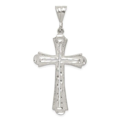 Sterling Silver 925 Diamond-Cut Cross Pendant