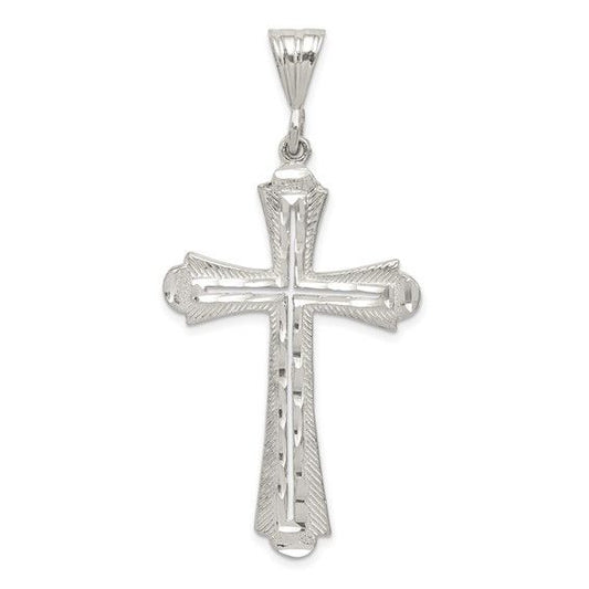 Sterling Silver 925 Diamond-Cut Cross Pendant