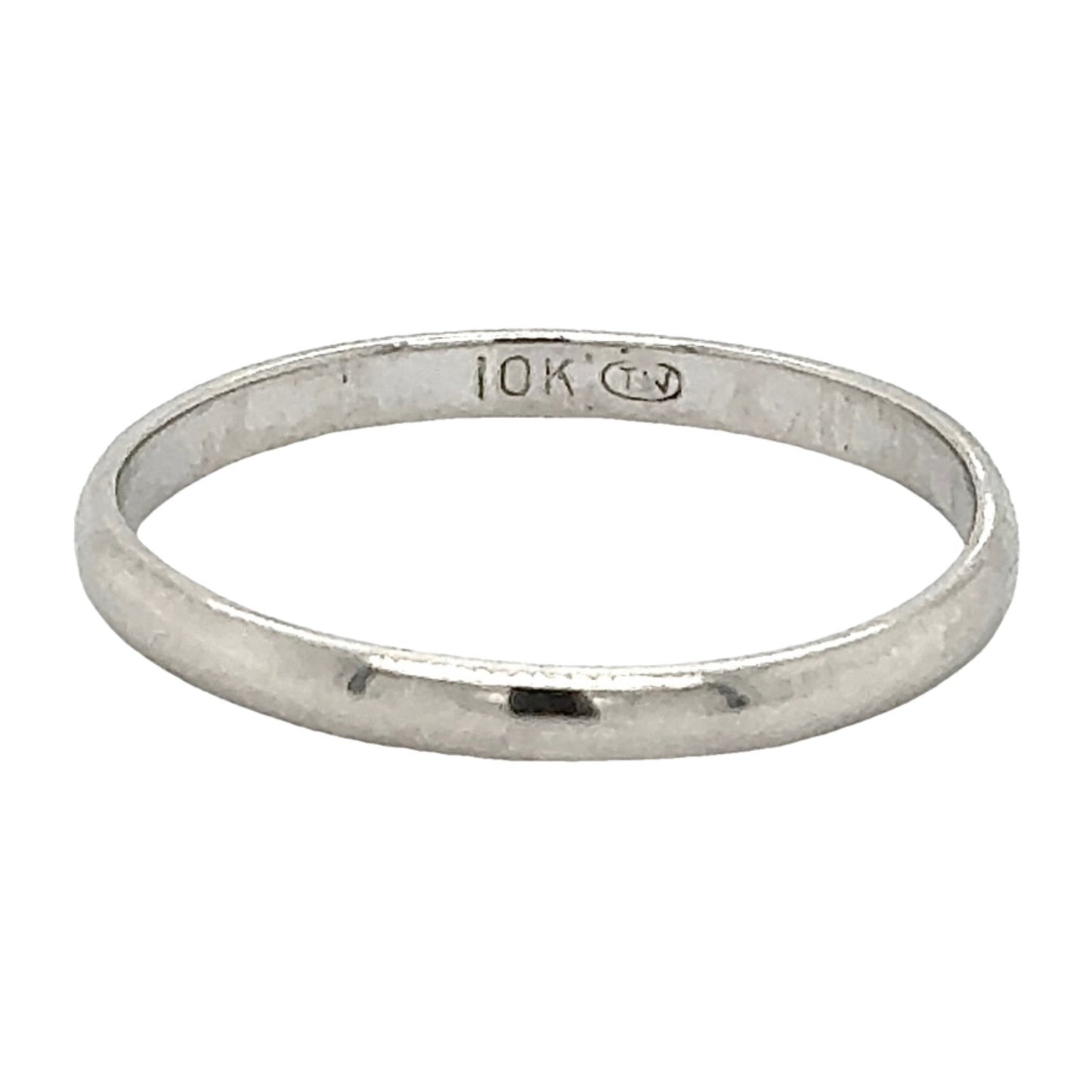 2.1mm 10k White Gold Wedding Band 1.3g Size 8