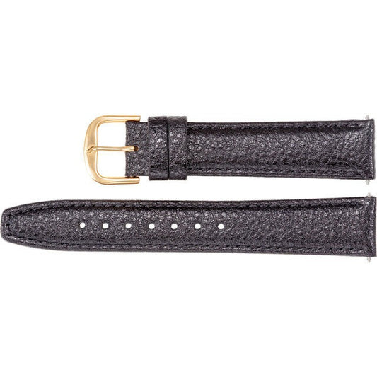 Men's 20mm Regular Black Leather Textured Calf Semi-Padded Watch Strap Band