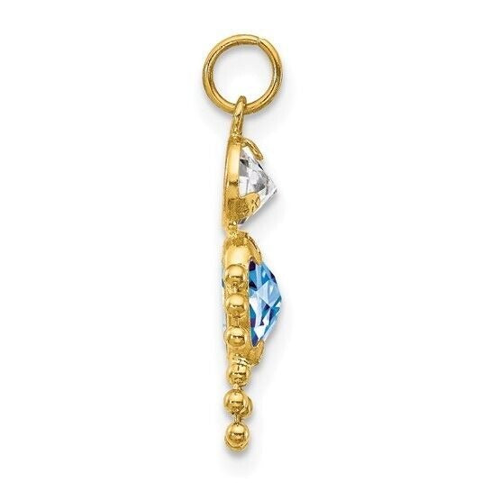 10k Yellow Gold Cubic Zirconia and March Boy Birthstone Charm Pendant