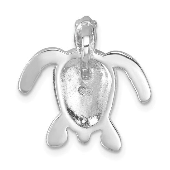 Sterling Silver Enameled Polished Dive Flag Turtle Chain Slide Pendant