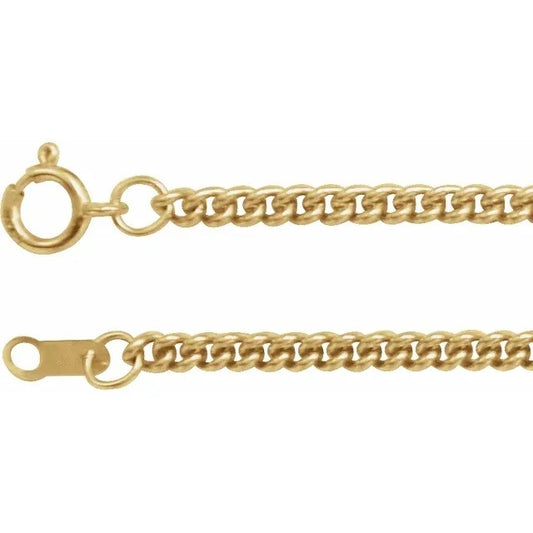 14K Yellow Gold-Filled 2.25 Mm Curb Chain 18" With Spring Ring Clasp