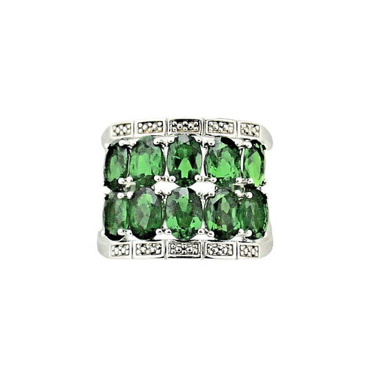 Green Quartz Sterling Silver 925 Cocktail Ring 6.7g Size 7.25